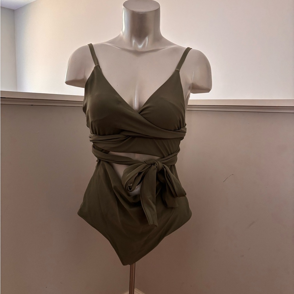 Aerie Green Wrap-Style Swimsuit - “the suit” size Large Long